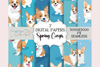 Seamless Corgi Blue Spring Digital Paper