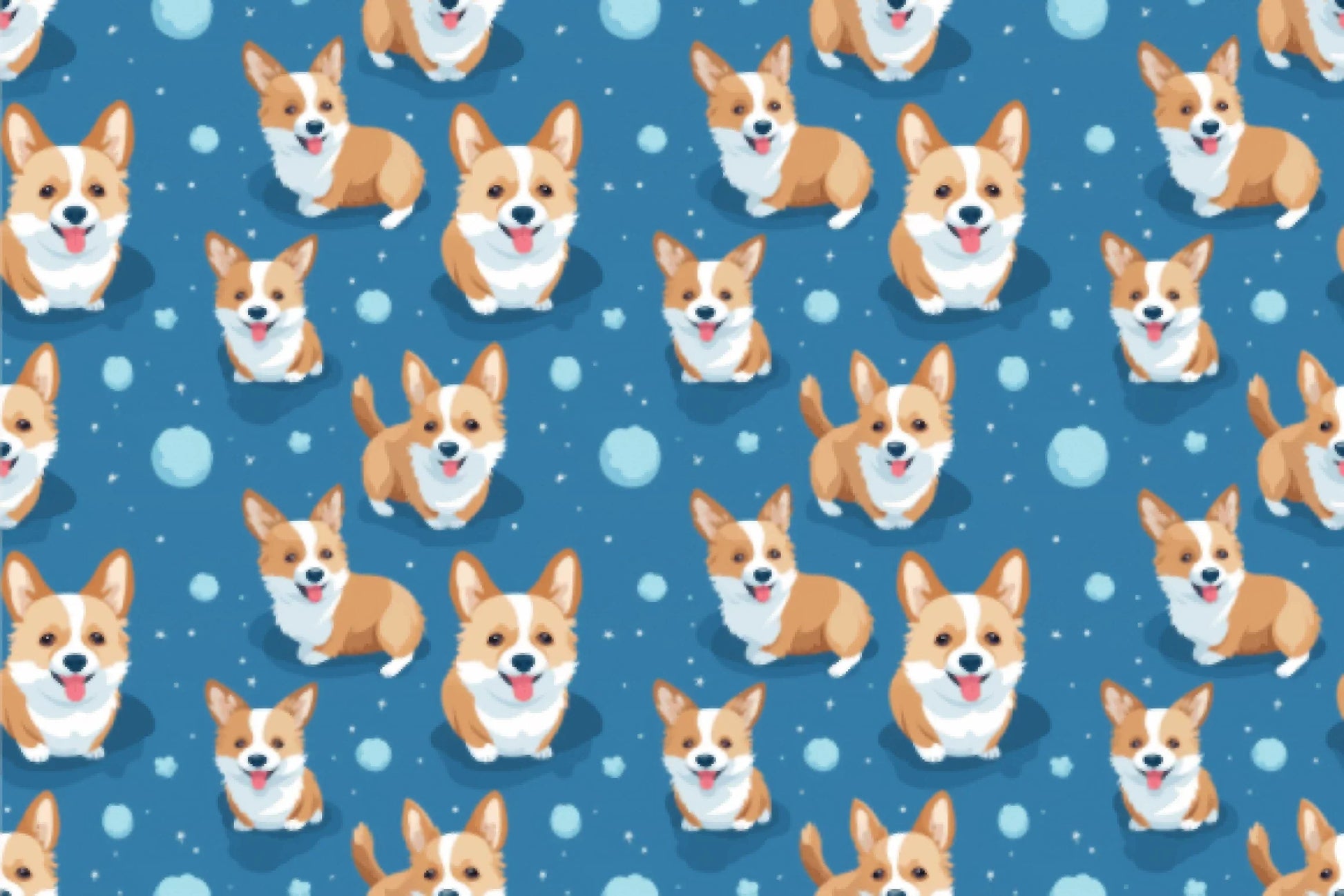 Seamless Corgi Blue Spring Digital Paper - CraftNest - Digital Crafting and Art
