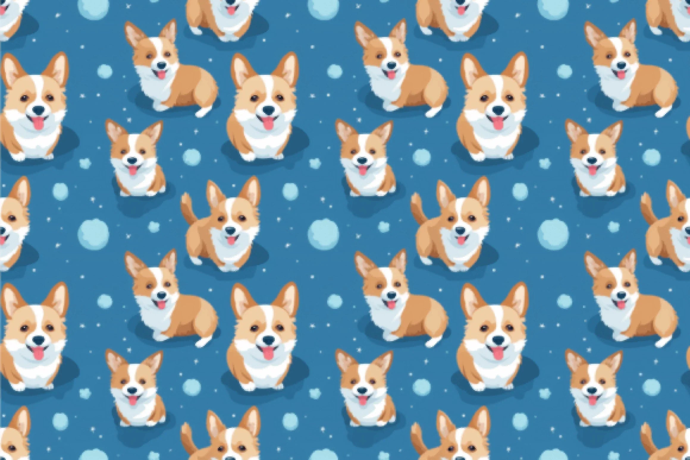Seamless Corgi Blue Spring Digital Paper - CraftNest - Digital Crafting and Art
