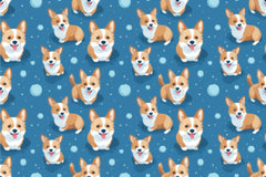 Seamless Corgi Blue Spring Digital Paper - CraftNest - Digital Crafting and Art