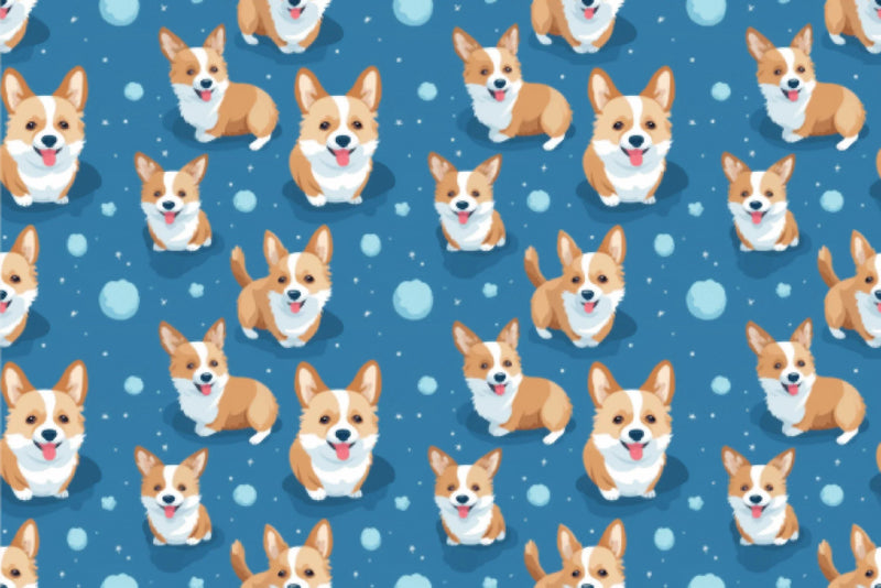 Seamless Corgi Blue Spring Digital Paper - CraftNest - Digital Crafting and Art