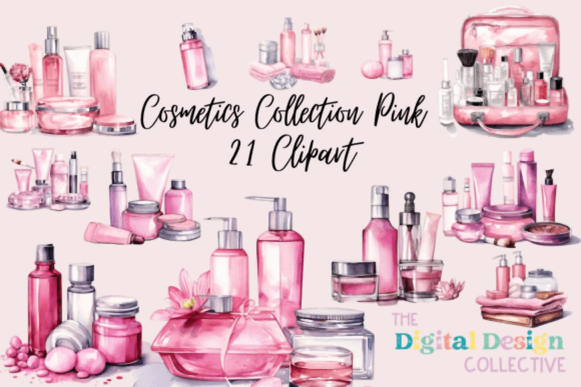 Pink Cosmetics Clipart Bundle - CraftNest - Digital Crafting and Art