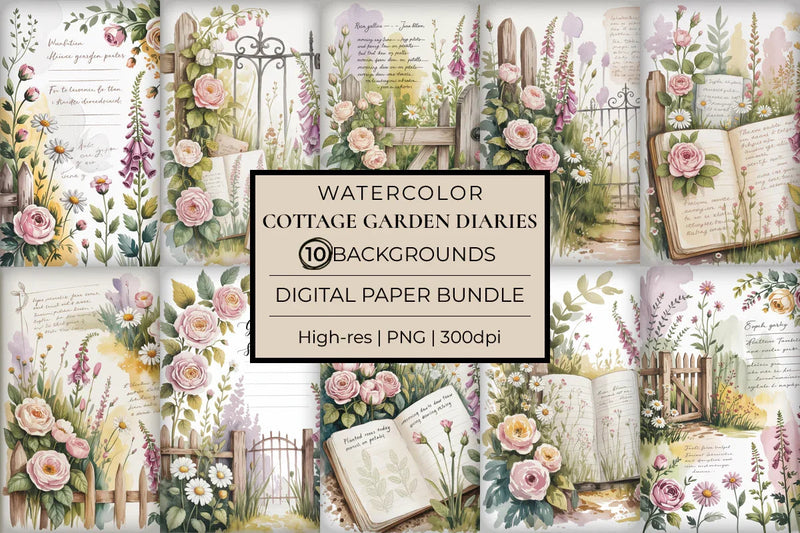 Cottage Garden Diaries Junk Journal Papers - CraftNest - Digital Crafting and Art