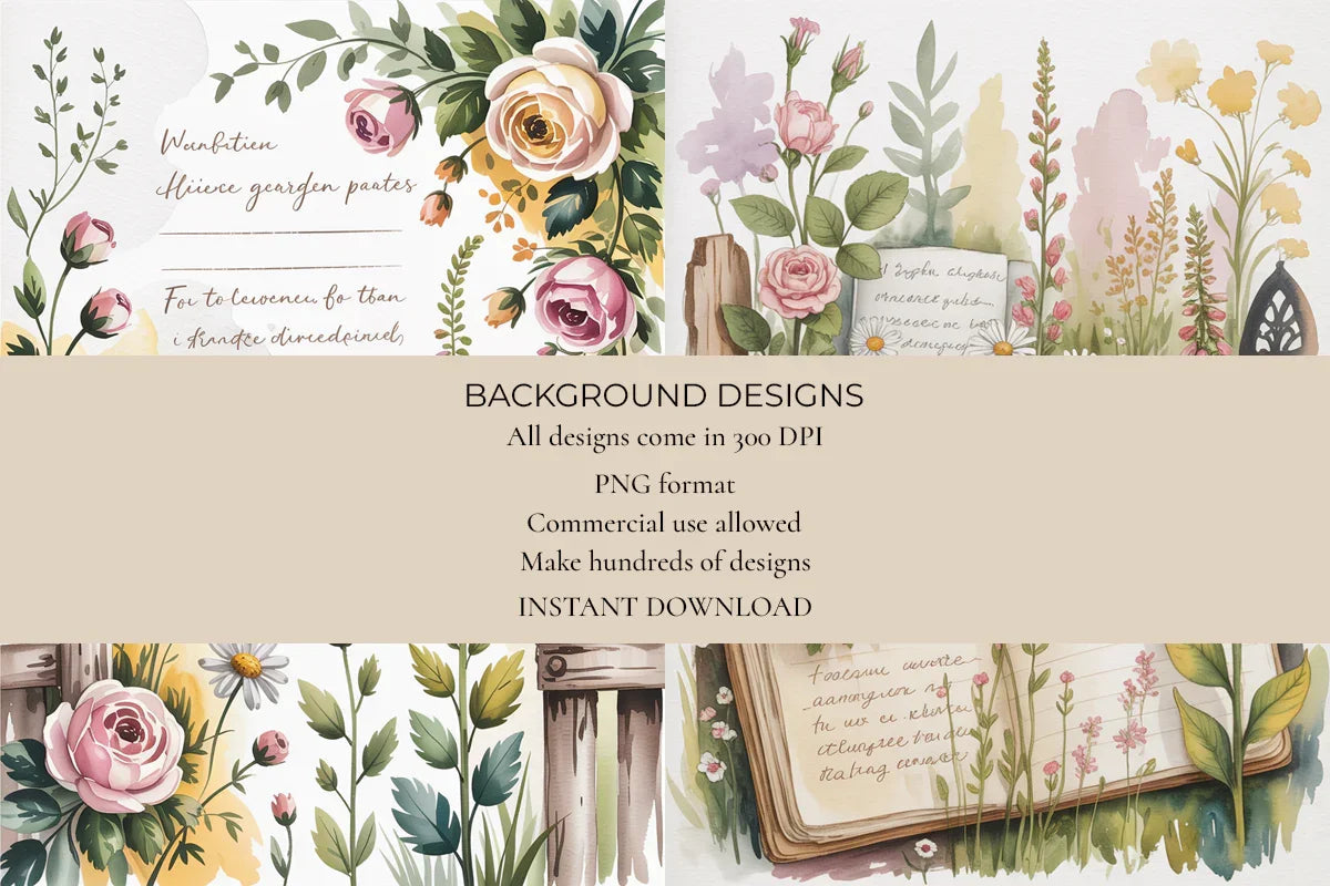 Cottage Garden Diaries Junk Journal Papers - CraftNest - Digital Crafting and Art