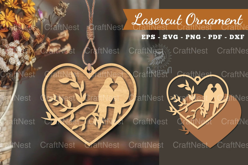 1788 Couple Birds Laser Cut Ornament Clipart - CraftNest - Digital Crafting and Art