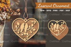 1792 Couple Birds Laser Cut Ornament Design - CraftNest - Digital Crafting and Art