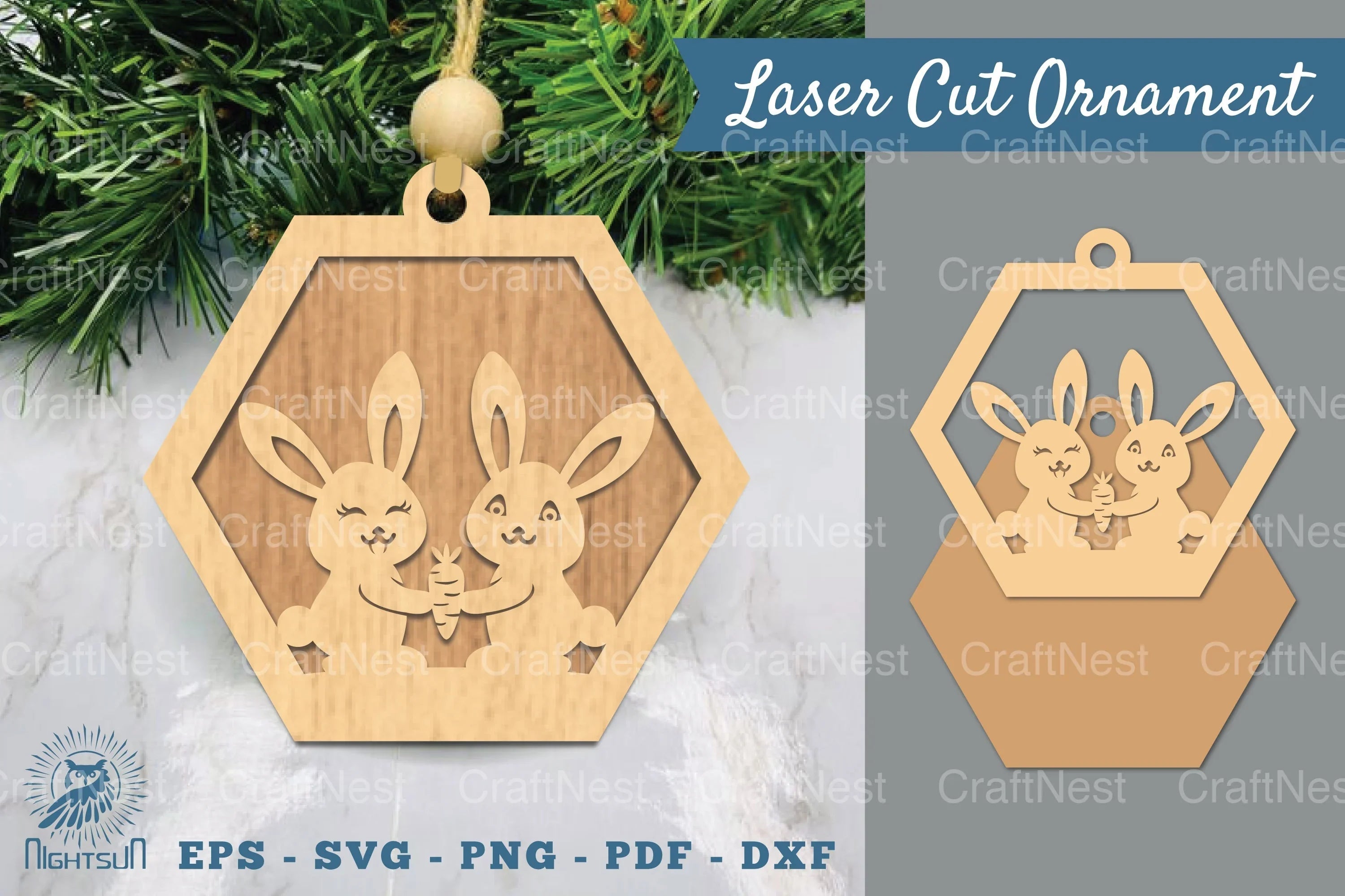 Couple Bunny Laser Cut Ornament Clipart Bundle - CraftNest - Digital Crafting and Art