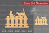 Couple Cat on Fence Laser Cut Decoration Clipart