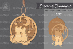 Couple Cats Laser Cut Ornament Clipart Bundle - CraftNest - Digital Crafting and Art