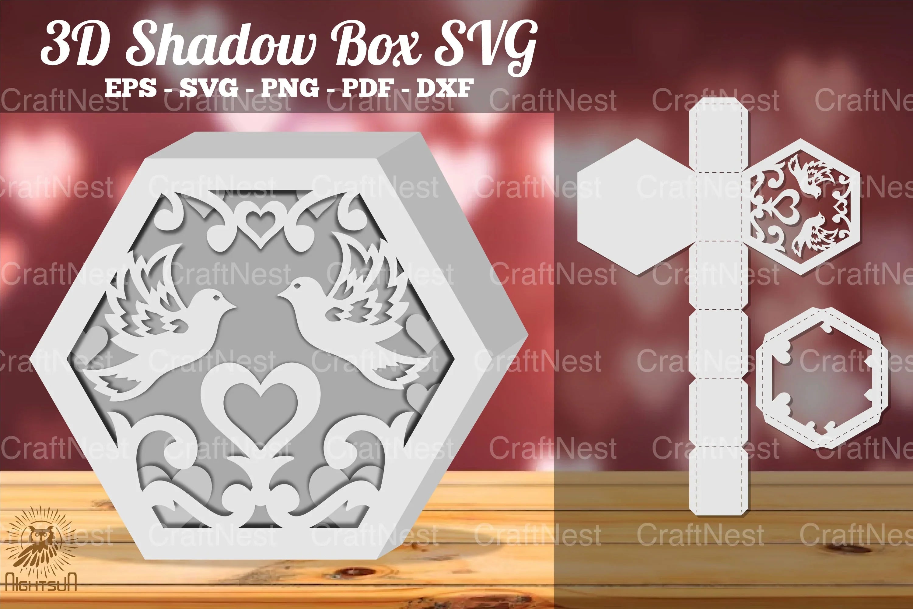 Couple Dove Shadow Box SVG Bundle - CraftNest - Digital Crafting and Art