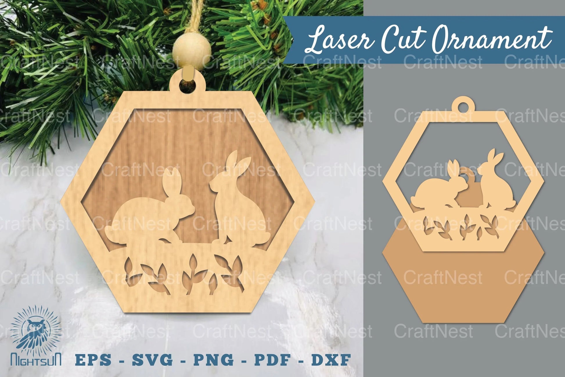 Couple Rabbit Laser Cut Ornament Clipart Bundle - CraftNest - Digital Crafting and Art