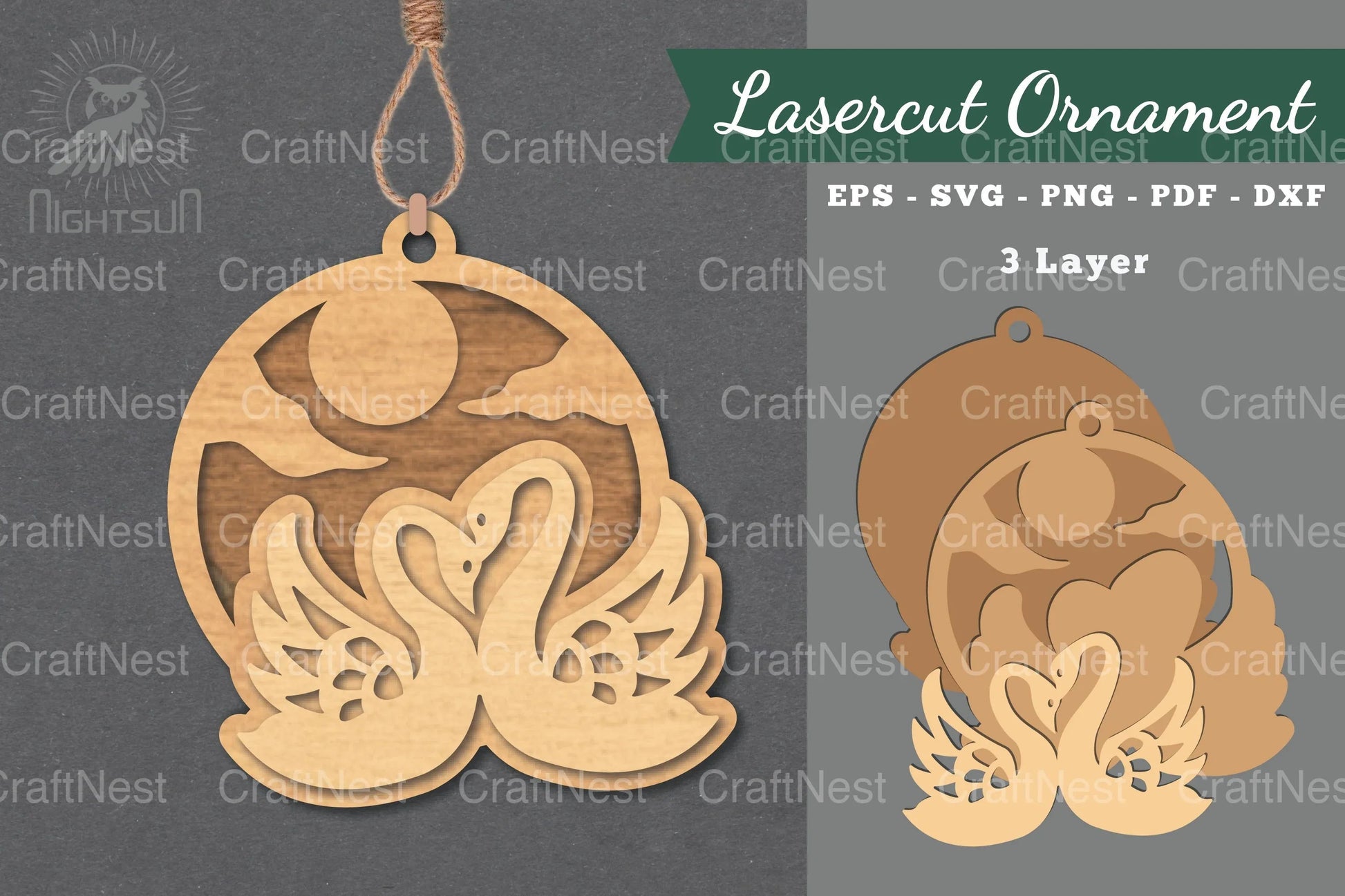 1834 Couple Swan Laser Cut Ornament Clipart Bundle - CraftNest - Digital Crafting and Art