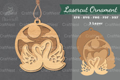 1834 Couple Swan Laser Cut Ornament Clipart Bundle - CraftNest - Digital Crafting and Art