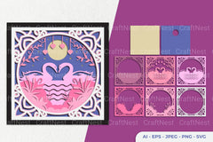 Couple Swan Layered Papercut Clipart Bundle - CraftNest - Digital Crafting and Art
