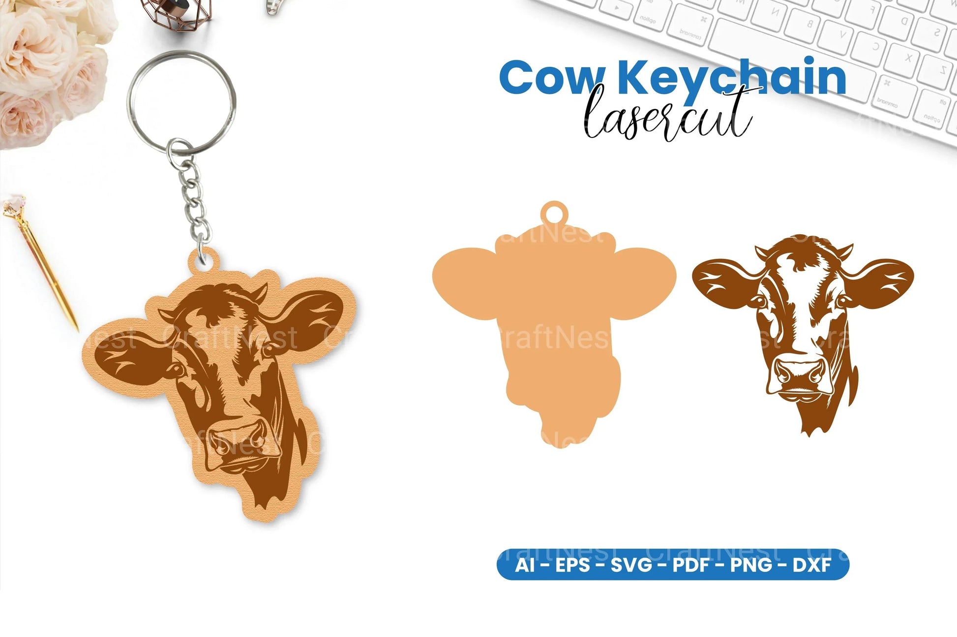 Cow Keychain Lasercut Clipart Bundle - CraftNest - Digital Crafting and Art