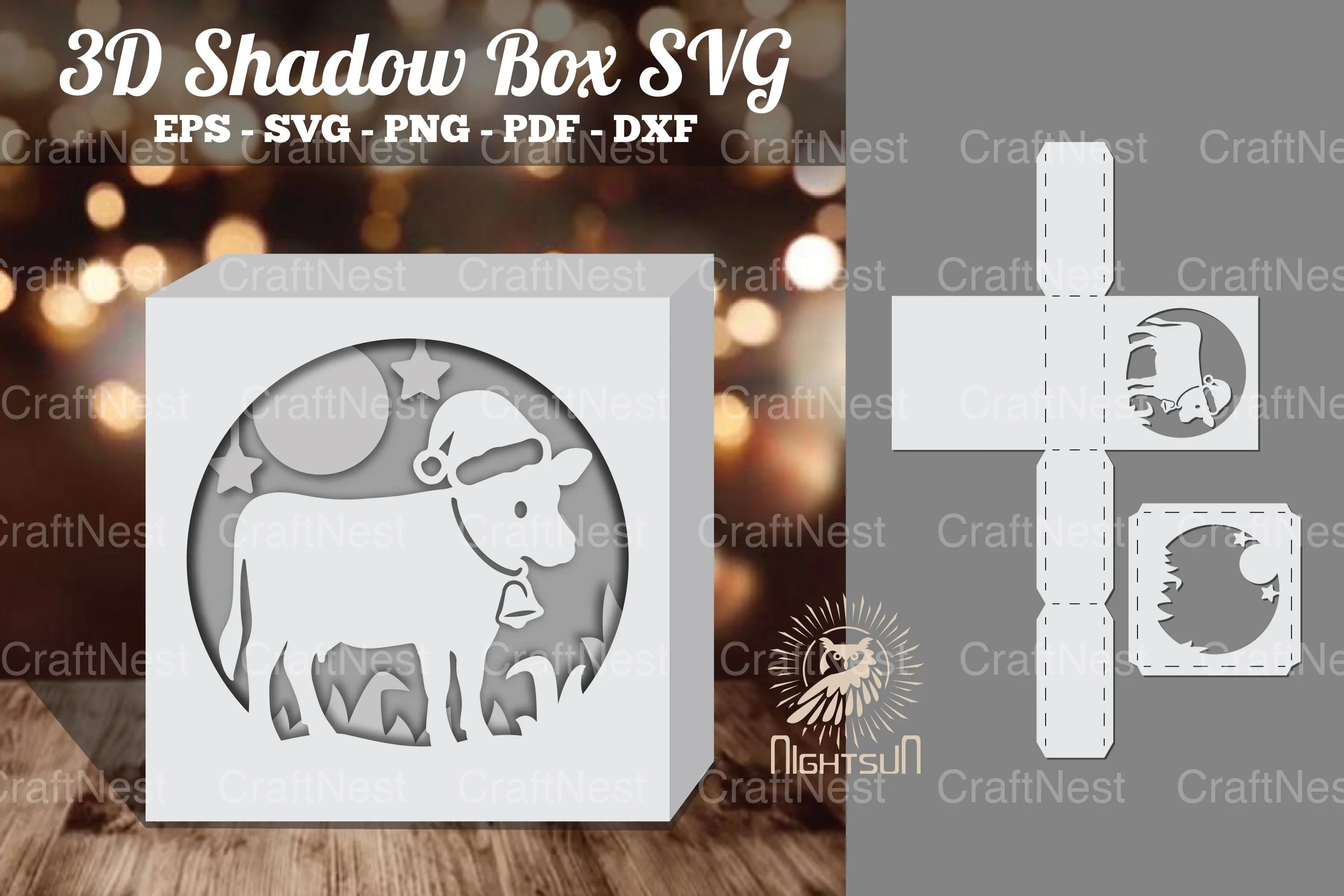 Cow Papercut Shadow Box Design Bundle - CraftNest - Digital Crafting and Art