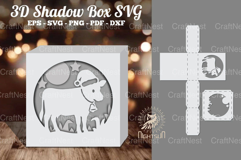 Cow Papercut Shadow Box Design Bundle - CraftNest - Digital Crafting and Art