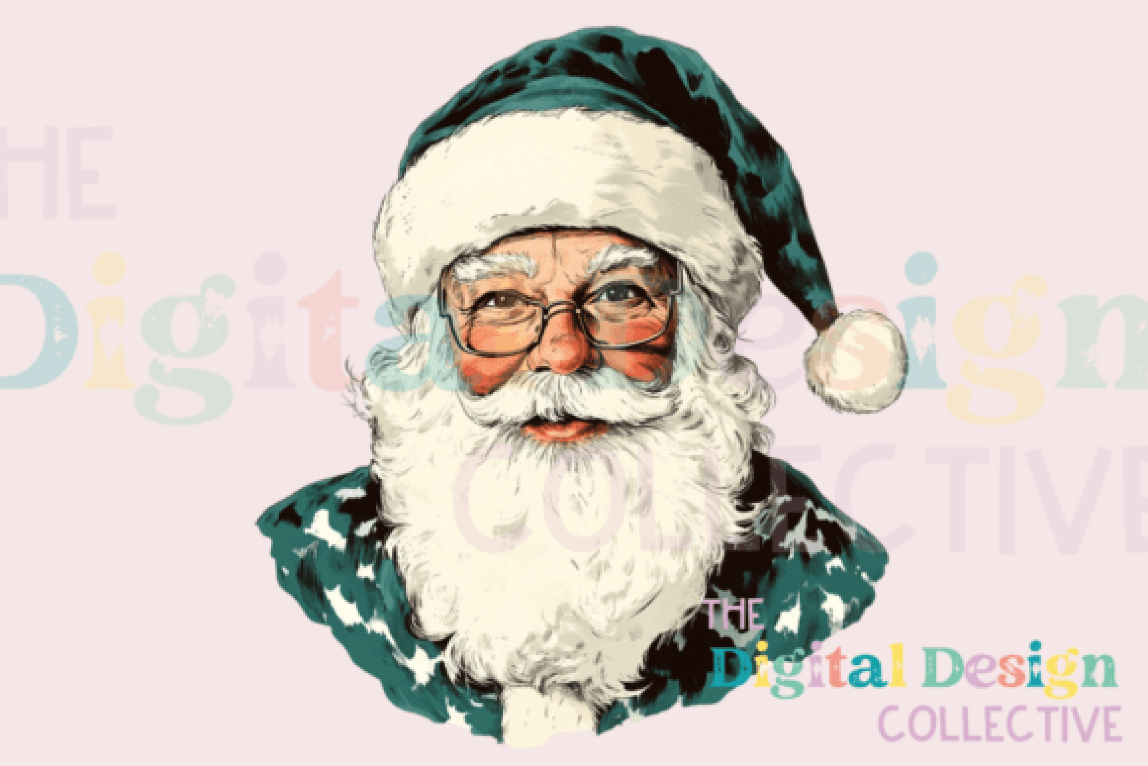 Western Cowboy Santa Teal Clipart Bundle