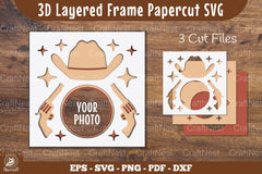 Cowboy 3D Layered Frame Papercut Clipart Bundle - CraftNest - Digital Crafting and Art