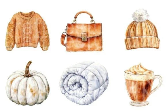 Cozy Caramel & White Fall Clipart Bundle 77 - CraftNest - Digital Crafting and Art