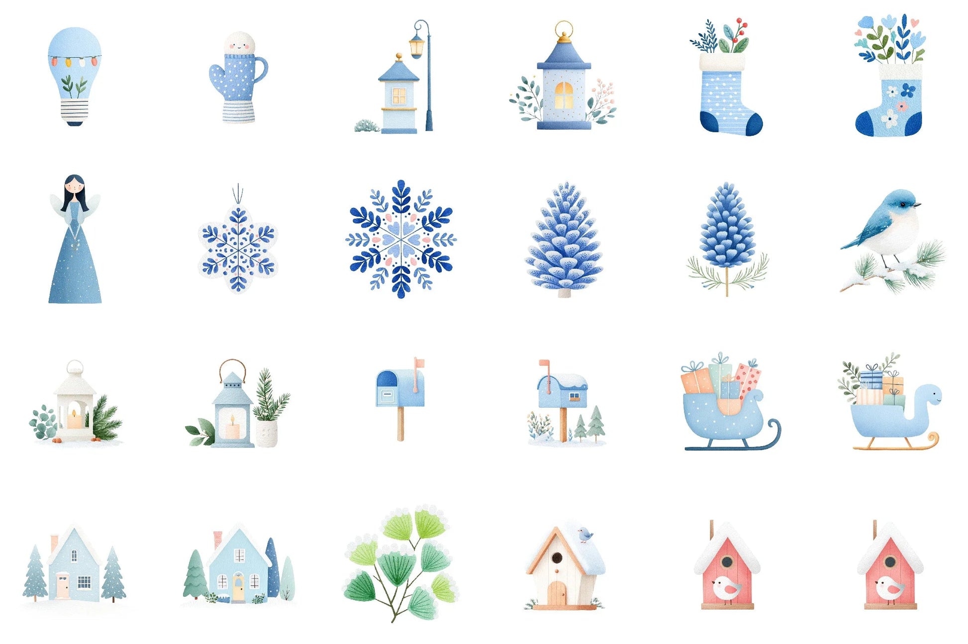 Cozy Blue Winter Clipart Bundle - CraftNest - Digital Crafting and Art