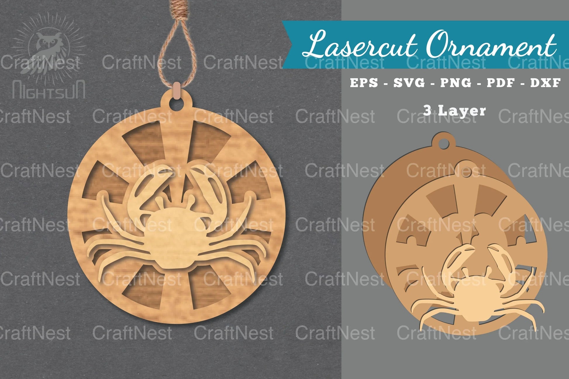 Crab Laser Cut Ornament SVG Bundle - CraftNest - Digital Crafting and Art