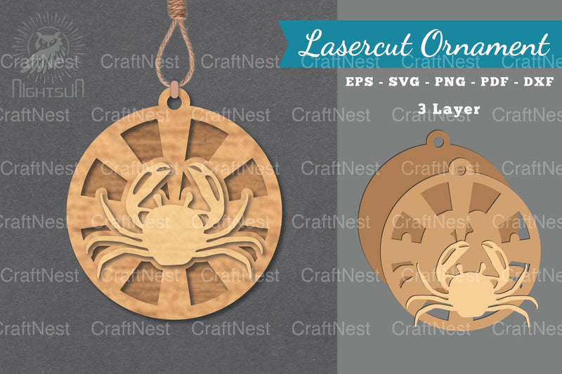 Crab Laser Cut Ornament SVG Bundle - CraftNest - Digital Crafting and Art