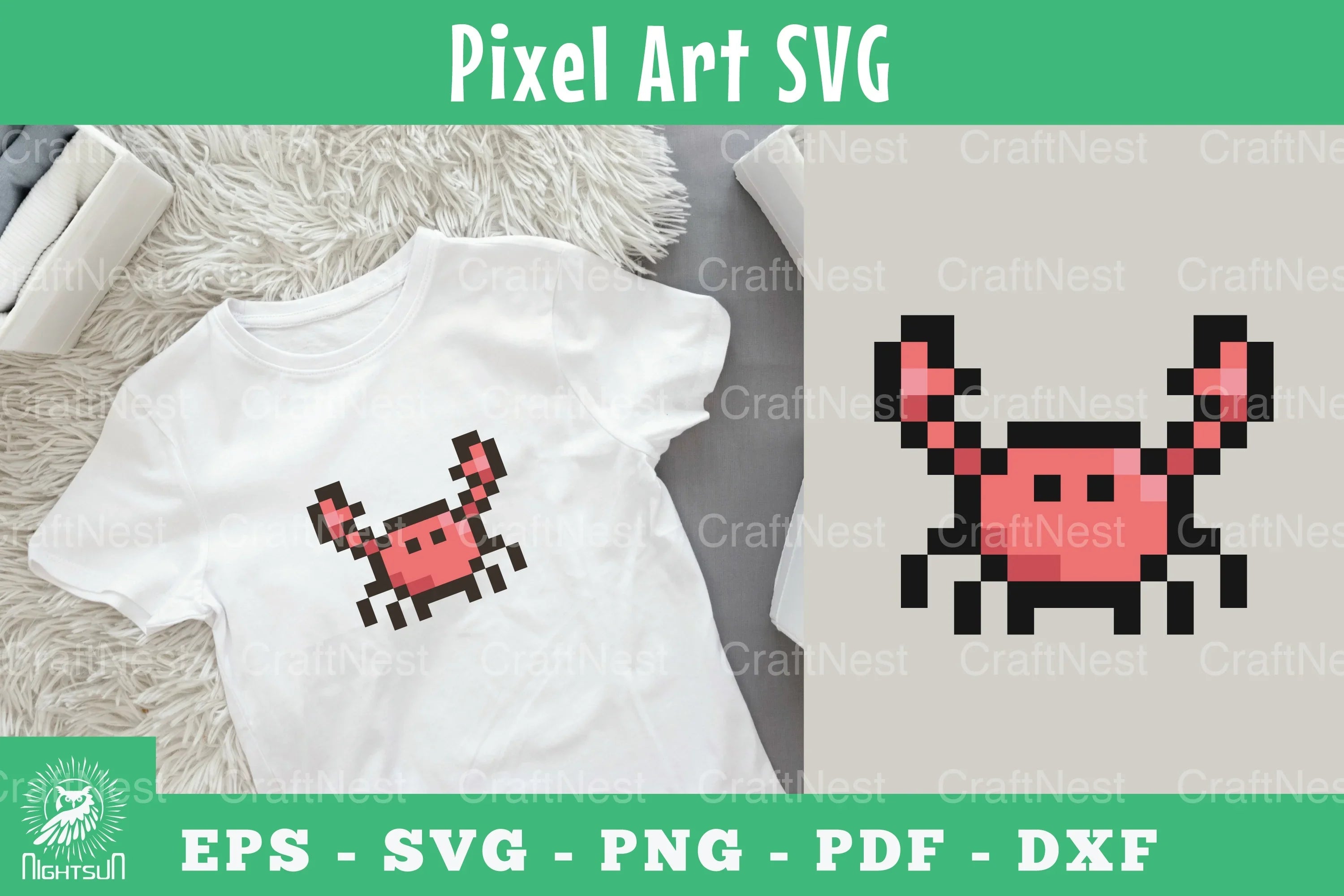Crab Pixel Art Clipart Bundle