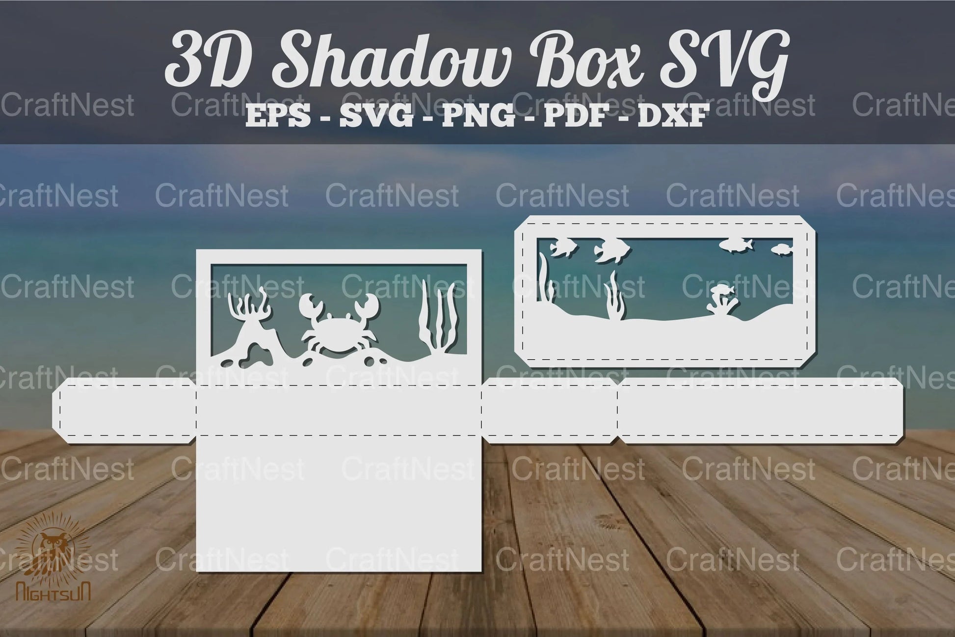 Crab Underwater Scene Shadow Box SVG Bundle - CraftNest - Digital Crafting and Art