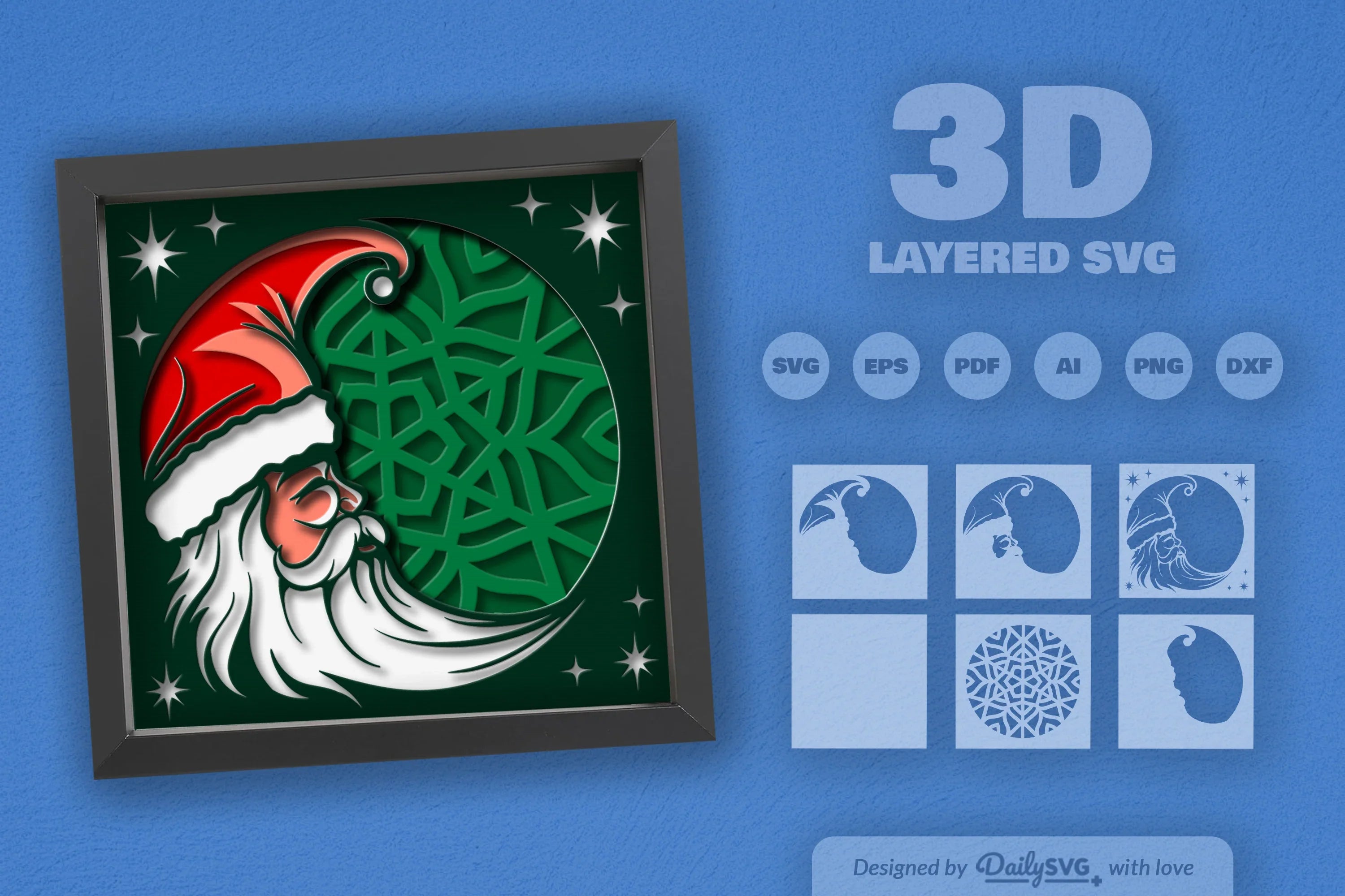 Crescent Moon Santa Claus Papercut SVG Bundle - CraftNest - Digital Crafting and Art