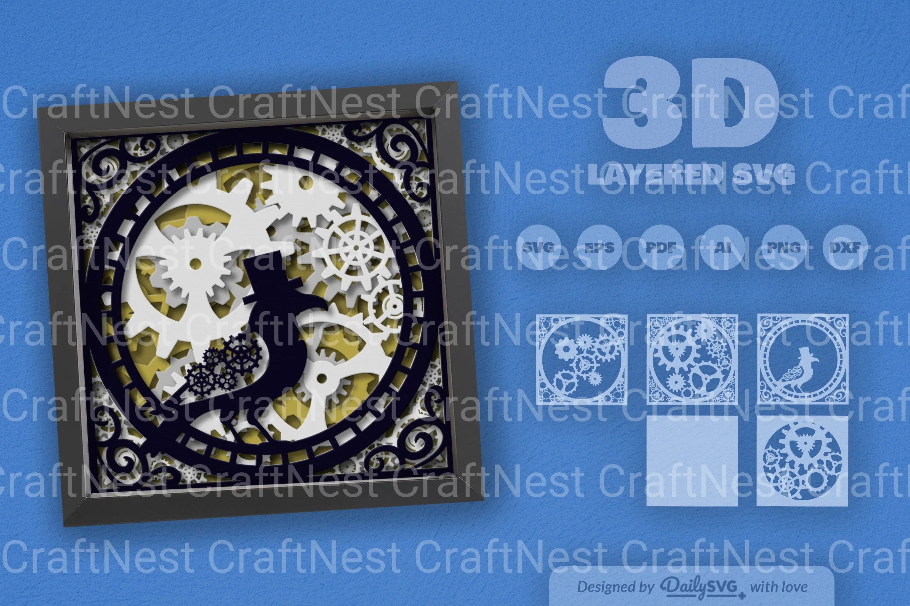 Steampunk Crow Papercut SVG Bundle