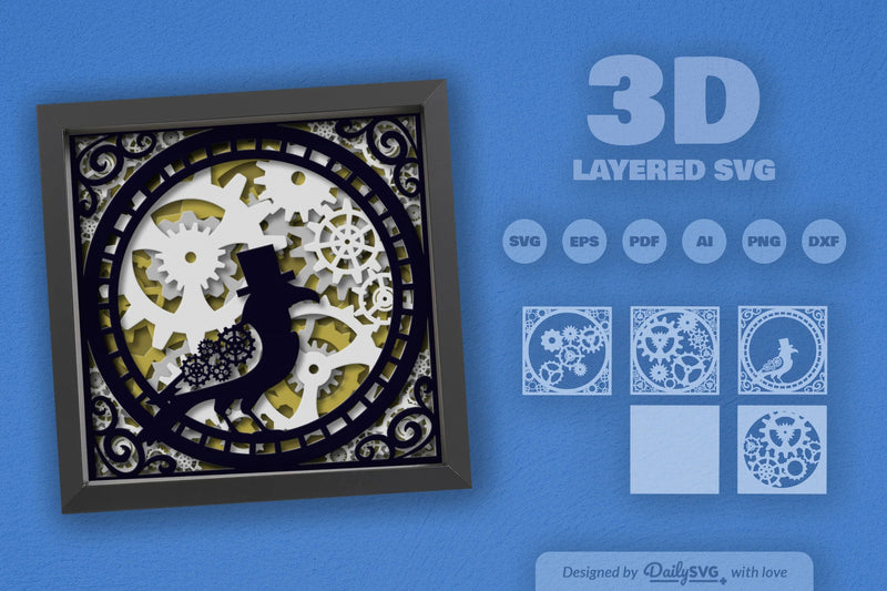 Steampunk Crow Papercut SVG Bundle - CraftNest - Digital Crafting and Art