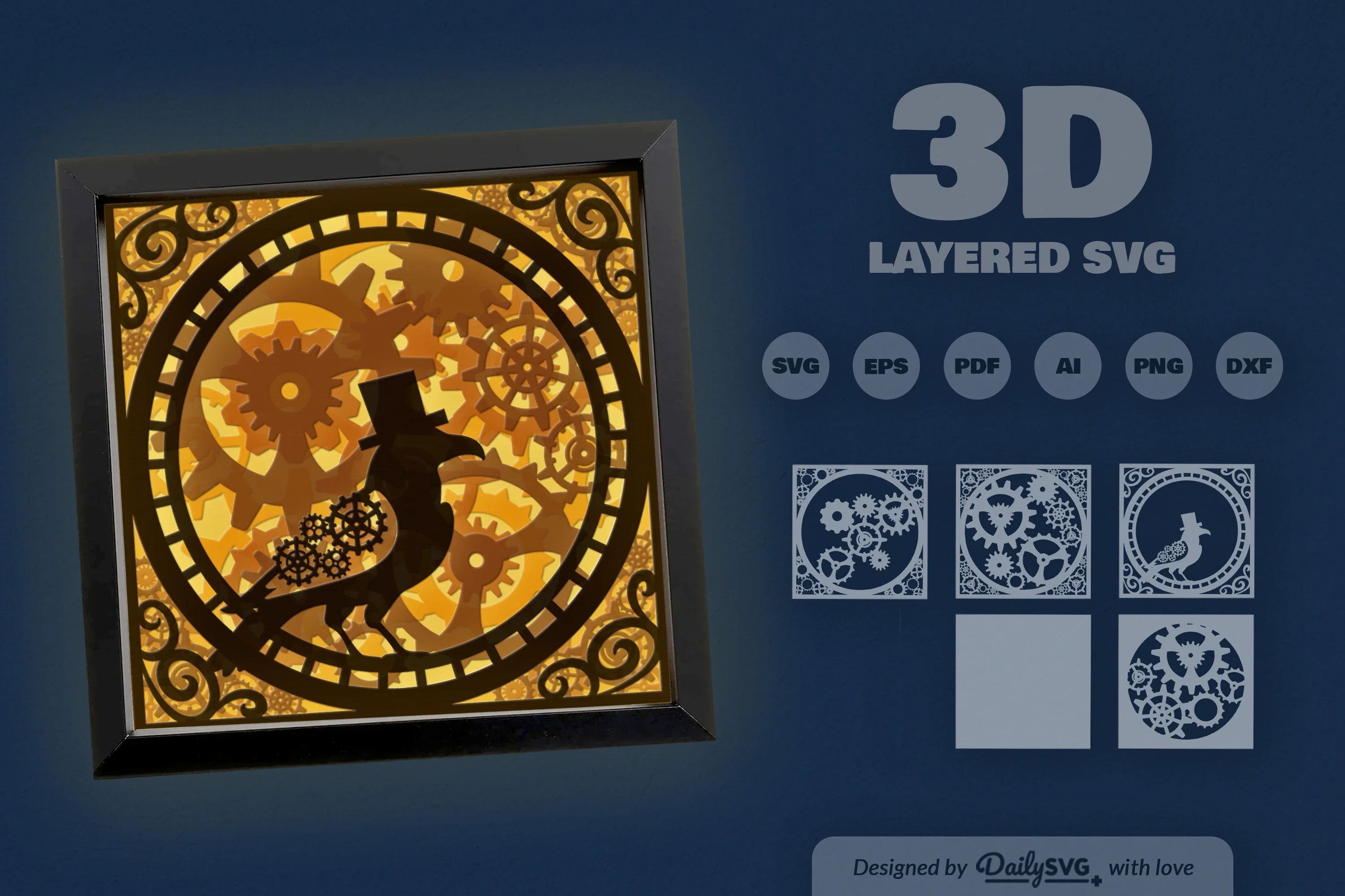 Steampunk Crow Papercut SVG Bundle - CraftNest - Digital Crafting and Art