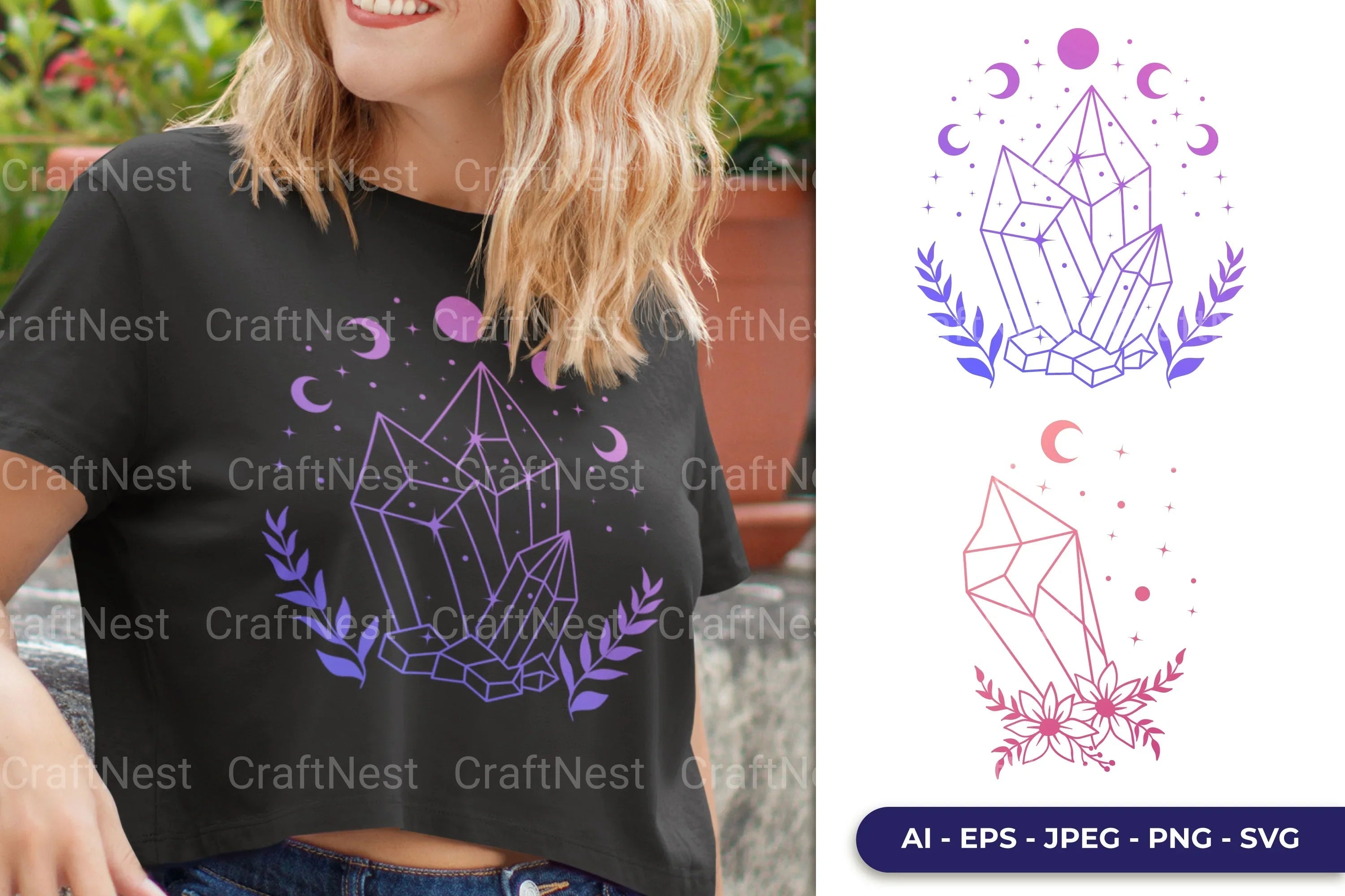 Crystal Magical Flower Gradient Color Clipart Bundle - CraftNest - Digital Crafting and Art