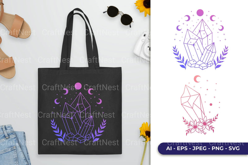 Crystal Magical Flower Gradient Color Clipart Bundle - CraftNest - Digital Crafting and Art