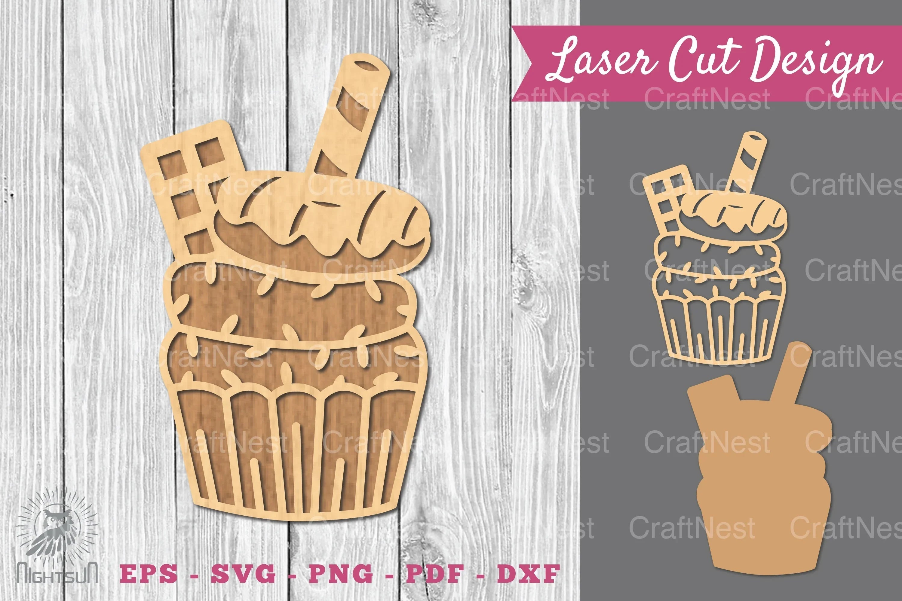 Cupcake Laser Cut Decoration SVG Bundle - CraftNest - Digital Crafting and Art