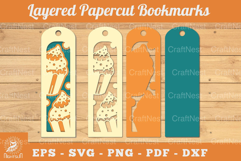 Cupcake Papercut Bookmark SVG Bundle - CraftNest - Digital Crafting and Art