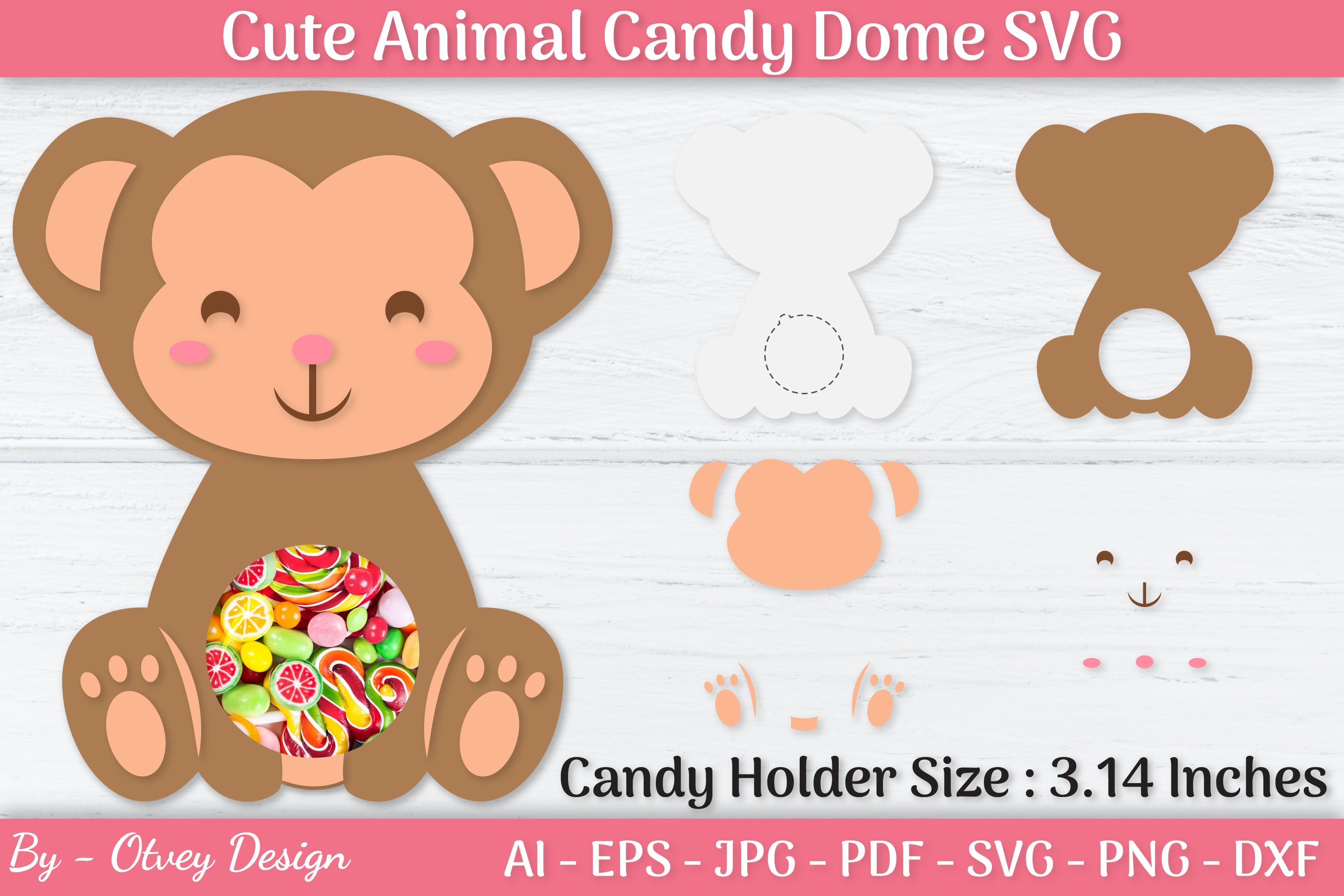 Cute Animals Candy Dome Holder SVG Bundle