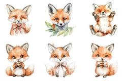 Cute Baby Foxes Clipart Bundle - CraftNest - Digital Crafting and Art