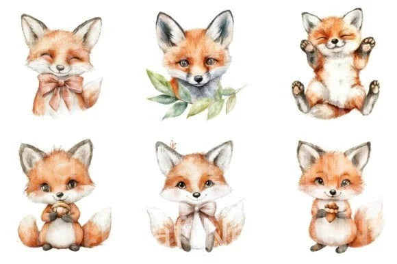 Cute Baby Foxes Clipart Bundle - CraftNest - Digital Crafting and Art