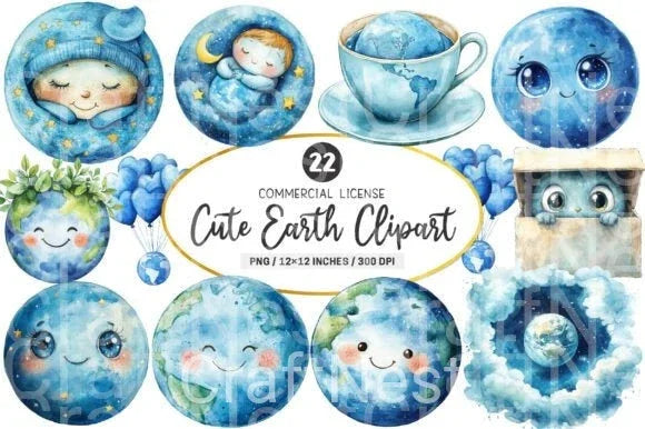Cute Earth Clipart Bundle 66 - CraftNest - Digital Crafting and Art