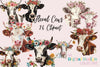 Cute Floral Cows Clipart Bundle