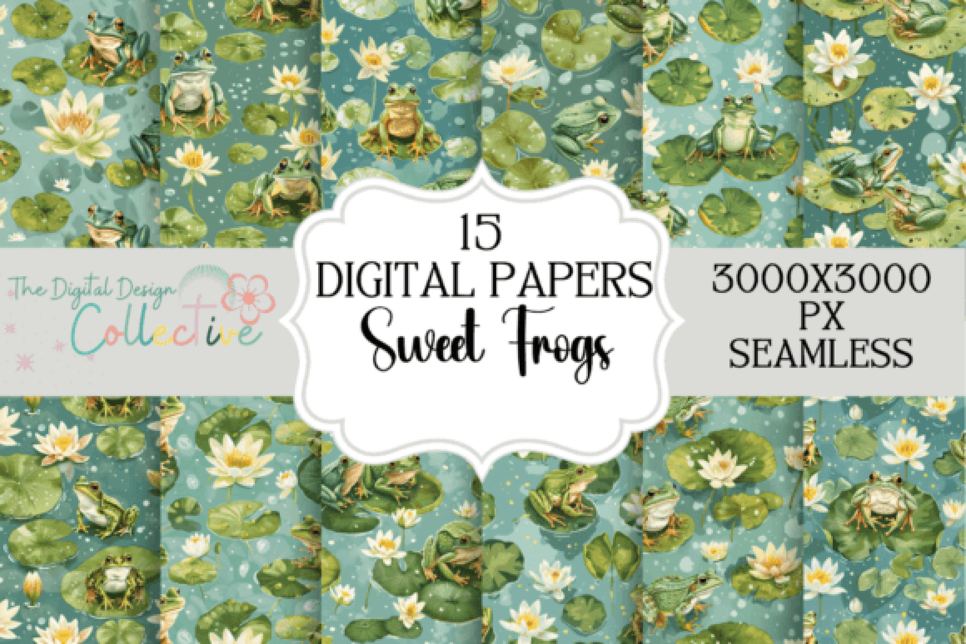 Cute Frogs Seamless Digital Paper - CraftNest - Digital Crafting and Art