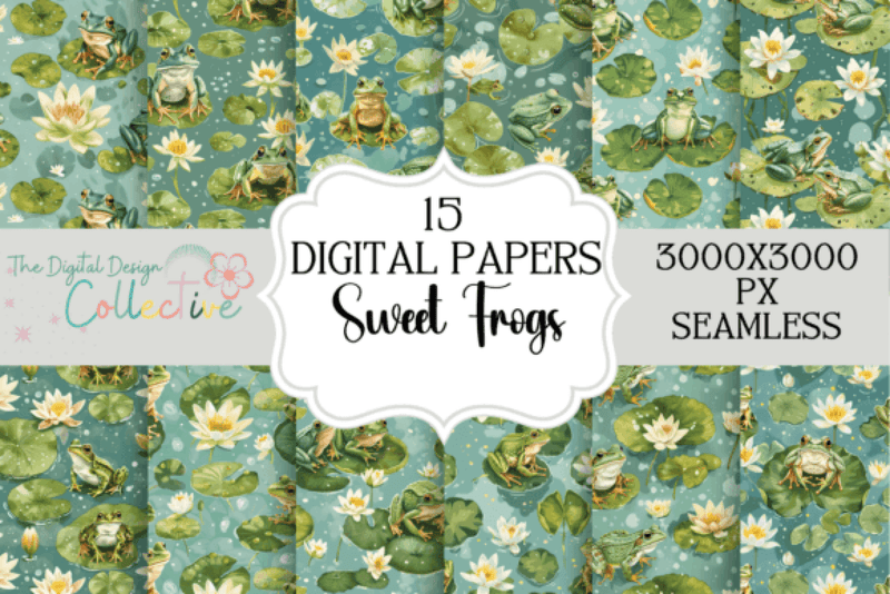 Cute Frogs Seamless Digital Paper - CraftNest - Digital Crafting and Art