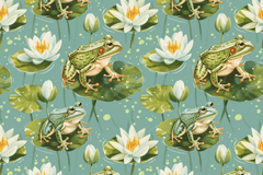 Cute Frogs Seamless Digital Paper - CraftNest - Digital Crafting and Art