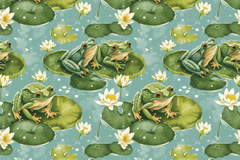 Cute Frogs Seamless Digital Paper - CraftNest - Digital Crafting and Art