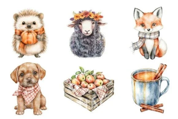 Cute Autumn Farmhouse Nursery Clipart Bundle - CraftNest - Digital Crafting and Art