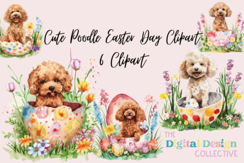Easter Poodle Clipart Bundle - CraftNest - Digital Crafting and Art
