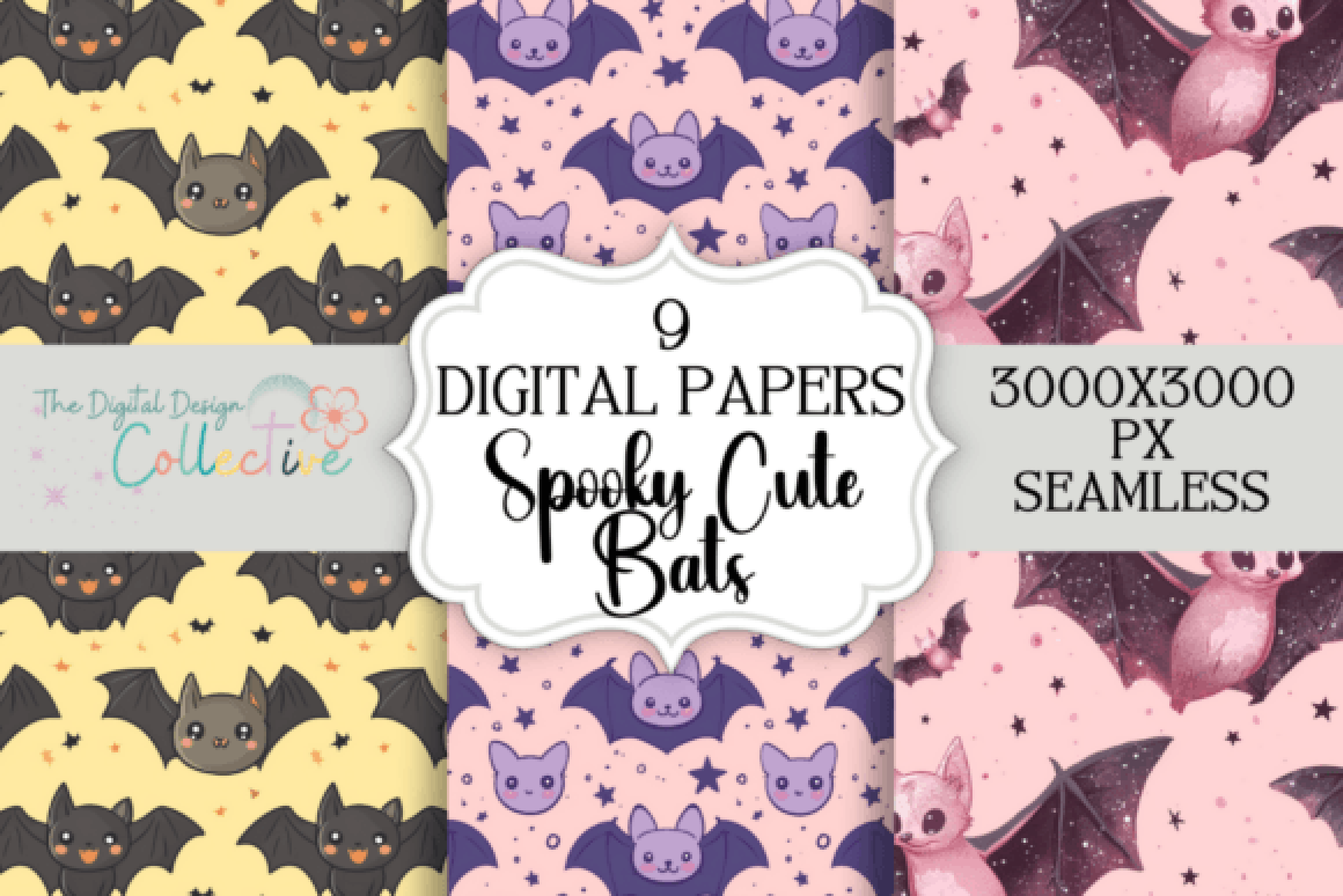 Cute Spooky Bats Seamless Digital Paper