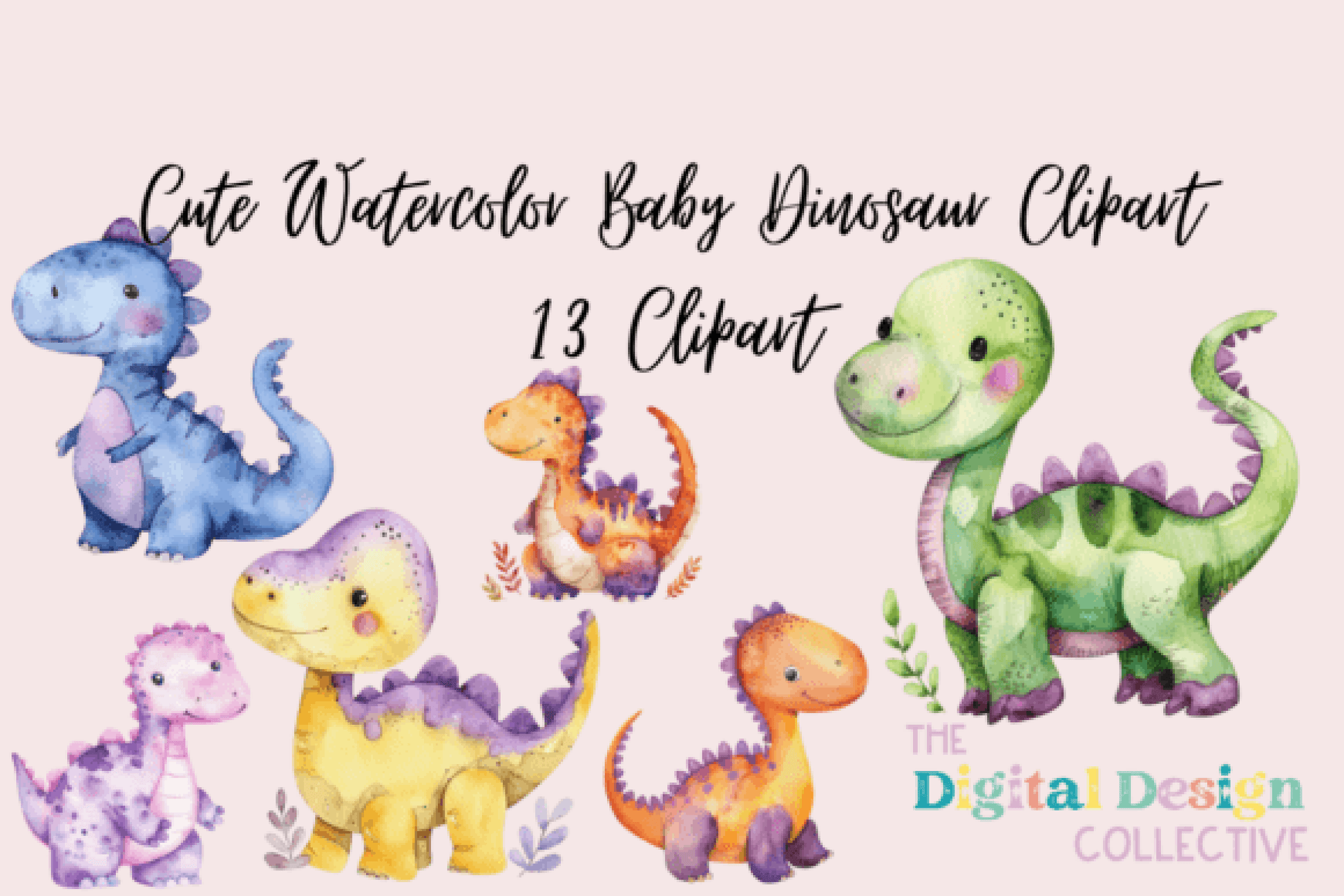 Cute Baby Dinosaur Clipart Bundle - CraftNest - Digital Crafting and Art